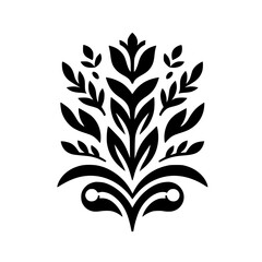 Obraz premium Elegant Black and White Floral Crest Design for Invitations and Decor