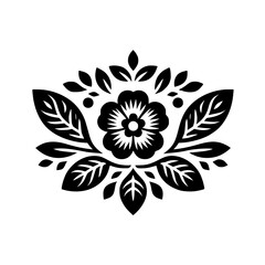 Black & White Floral Ornament: Elegant Design for Various Applications