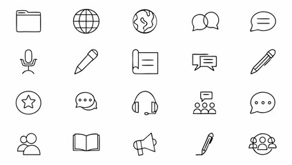 big set of language related line icons  editable s (1).eps