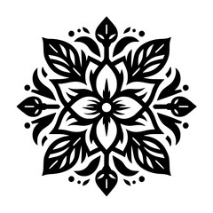 Fototapeta premium Elegant Black and White Floral Mandala Design