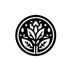 Monochromatic Floral Emblem: Nature Inspired Logo Design