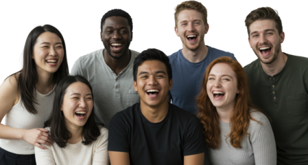 Diverse Group of Happy Young Adults Laughing Together Multiethnic Friends Portrait