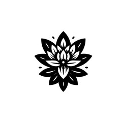 Minimalist Lotus Flower Logo, Black and White, Elegant Design, Symbol
