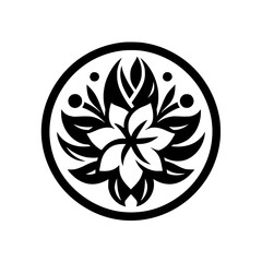 Elegant Floral Mandala Emblem: Black & White Design for Branding