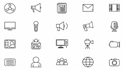 big set of mass media related line icons  news  pr.eps