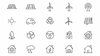 Fototapeta premium big set of net zero related filled line icons edi (1).eps