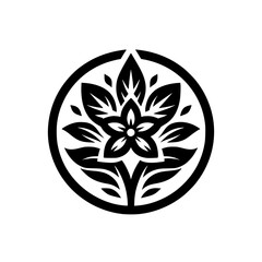 Black and White Floral Mandala Logo Design for Branding