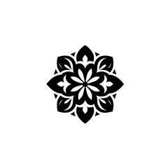Ornamental Mandala Vector: Black and White Floral Design, Geometric Pattern
