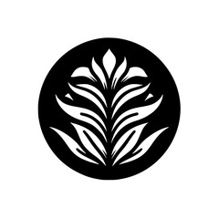 Elegant Black & White Floral Design in a Circle