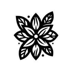 Elegant Black & White Floral Design Element