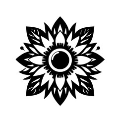 Minimalist Black and White Floral Design on White Background