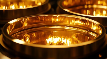 Golden bowls close up