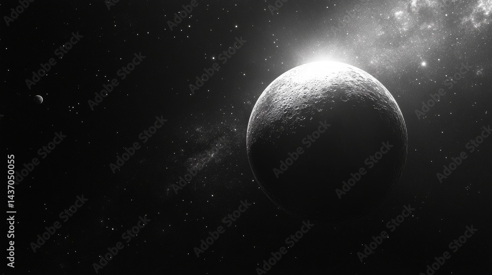 Canvas Prints celestial moon in the infinite space on black background