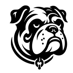 Bulldog Head Vector Logo Black and White