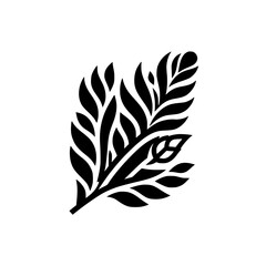 Obraz premium Black and White Leaf Silhouette on White Background - Minimalist Design