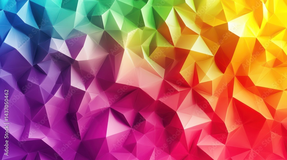 Aufkleber kaleidoscopic geometric arrangement with triangular facets showing spectral color