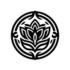 Black and White Lotus Mandala - Minimalist Floral Design