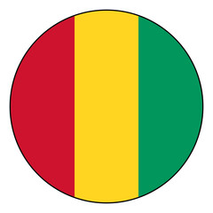 Flag of Guinea. Black edge. Guinea circle flag logo icon computer vector illustration design.