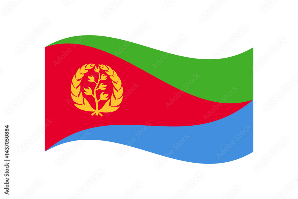 Aufkleber flag of eritrea. eritrea wavy flag digital vector illustration. fluttering flag.
