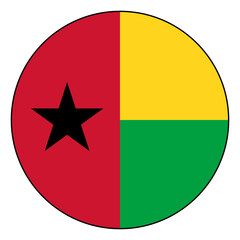 Flag of Guinea-Bissau. Black edge. Guinea-Bissau circle flag logo icon computer vector illustration design.
