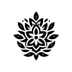 Elegant Black & White Floral Mandala: Vector Design