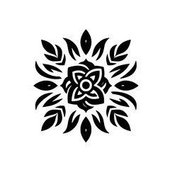 Intricate Floral Mandala: Black & White Minimalist Design