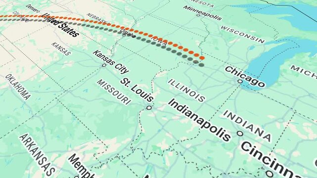 Travel Animation from Phoenix to Chicago USA with bounce pin location