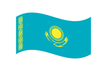 Flag of Kazakhstan. Kazakhstan wavy flag digital vector illustration. Fluttering flag.