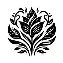 Elegant Black & White Floral Design: Vector Ornament