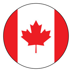 Flag of Canada. Black edge. Canada button flag logo icon computer vector illustration design.