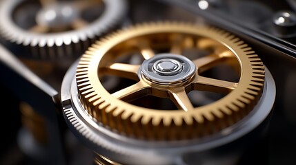 Golden gears mechanism close up