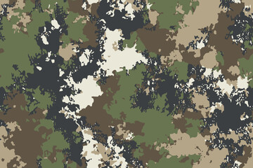 Abstract hunting camouflage, seamless texture, military camouflage pattern, Army or hunting dark khaki green camo clothes. Camouflage wallpaper for textile and fabric. Fashion camo style. Vector