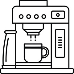 Tea or Coffee Machine outline vector illustration on white background