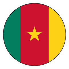 Flag of Cameroon. Black edge. Cameroon circle flag logo icon computer vector illustration design.