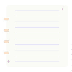 Blank notepad memo journal paper with clip. 
To-do list paper illustration. Cute note paper design with clip and flower