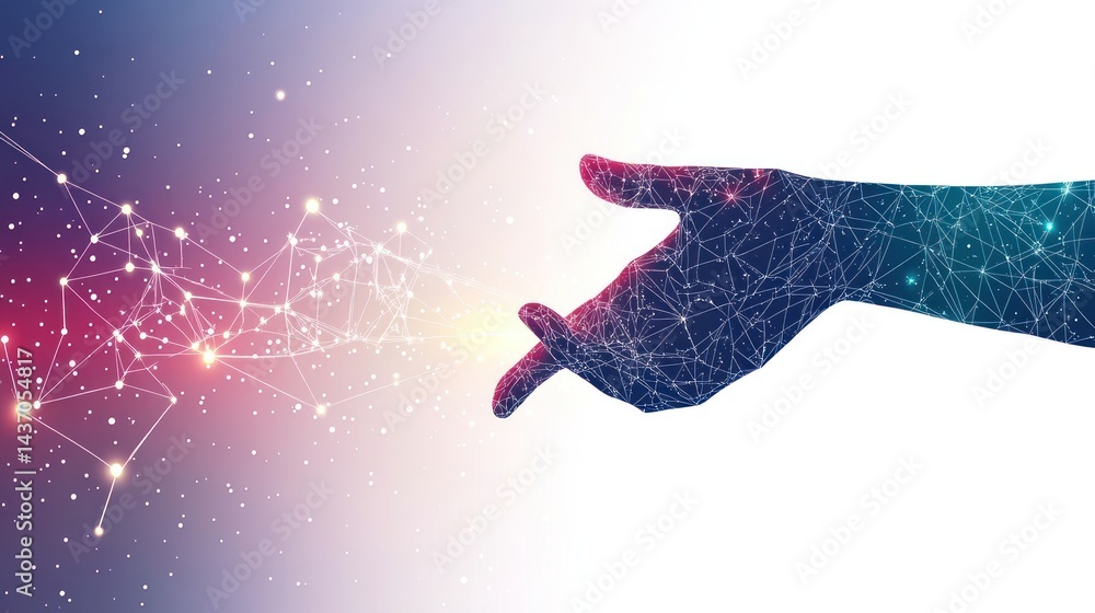 Poster abstract depiction of connectivity and communication within a technological network