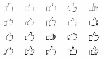 big set of thumb up related line icons  editable s (1).eps