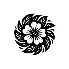 Elegant Black and White Floral Design on White Background