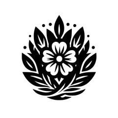 Elegant Black and White Floral Design, Vector Illustration, for Logos, Icons & Branding