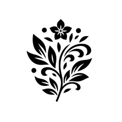 Elegant Black and White Floral Design Element
