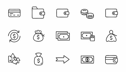 big set of transaction related line icons  editabl.eps