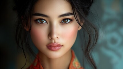 Fototapeta premium Asian woman, close-up portrait