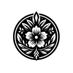 Elegant Monochrome Floral Mandala Illustration