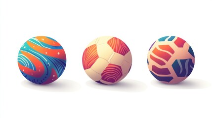 Fototapeta premium Colorful patterned balls, isolated, white background, design element