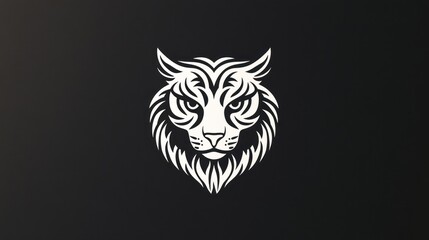 Fototapeta premium Majestic lynx head, dark background, wildlife art, logo design