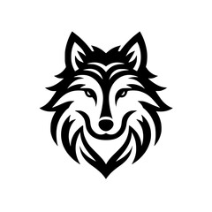 Bold Wolf Head Logo Design: Black and White Tribal Art