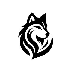 Stylized Black Wolf Logo on White, Modern Vector Design