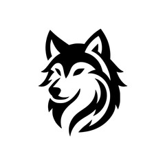 Stylish Black & White Wolf Head Logo - Modern Design