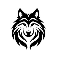 Bold Wolf Head Logo in Black and White, Minimalist Design