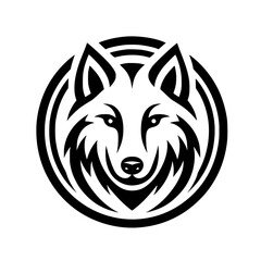 Black and White Wolf Head Logo Design, Tribal, Circular